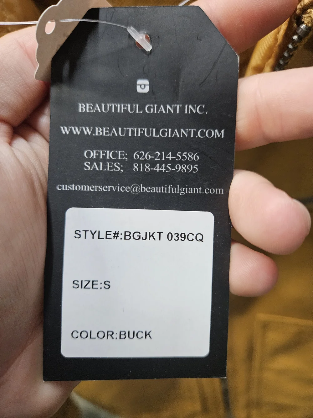 Giant Men's Mustard Work Jacket with Contrast Black Corduroy Collar